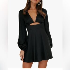 Black satin cocktail dress